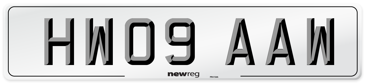 HW09 AAW Number Plate from New Reg
